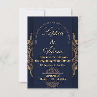Invitation Mandala Navy et Or