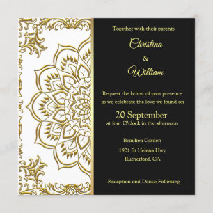 Invitation Mandala Or Et Mariage Noir