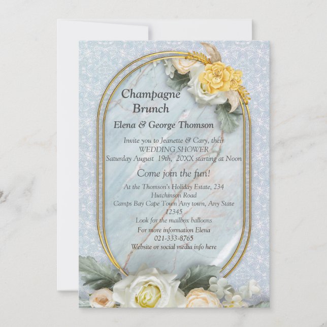 Invitation Mandalas bleu clair, rose et blanc (Devant)