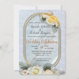 Invitation Mandalas bleu clair, rose et blanc