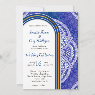 Invitation Mandalas en mélange bleu néerlandais et violet pâl