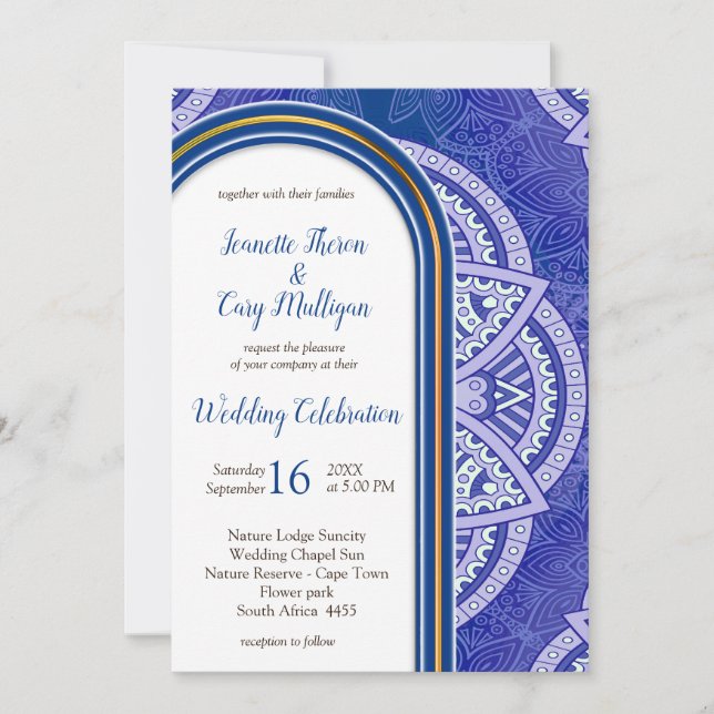 Invitation Mandalas en mélange bleu néerlandais et violet pâl (Devant)
