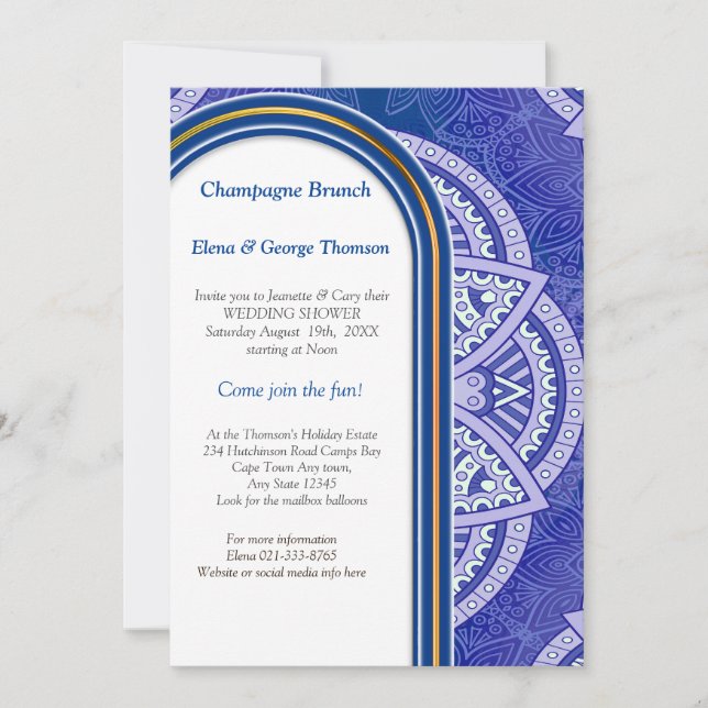 Invitation Mandalas en Mix Blue & Navy arrière - plan (Devant)