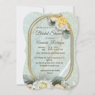 Invitation Mandalas vert clair, jaune et blanc