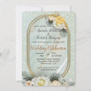 Invitation Mandalas vert clair, jaune et blanc