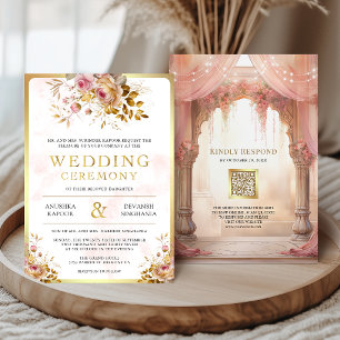 Invitation Mandap Floral Rose Rêveur Mariage Indien Hindou