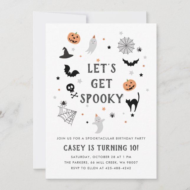 Invitation Mange boire effrayant anniversaire Halloween blanc (Devant)