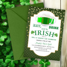 Manger, Boire, Be Irish St Patrick's Party Invitat