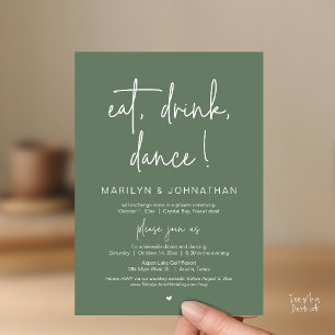Invitation Manger, Boire, Danser, Dîner de Mariage Fuite Mari
