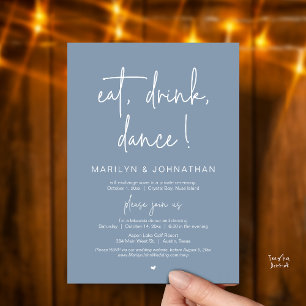 Invitation Manger, Boire, Danser, Dîner de Mariage Fuite Mari