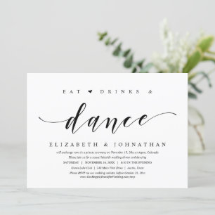 Invitation Manger, boire et danser, Mariage Elopement Party I