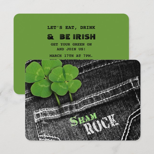 Invitation Manger, boire et être irlandais St. Patrick's Day  (Devant / Derrière)