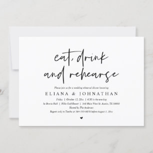 Invitation Manger, boire et répéter, dîner de répétition Mari