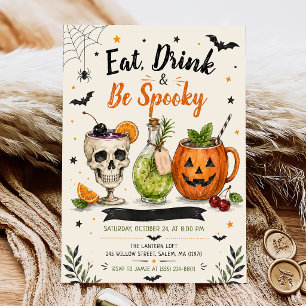 Invitation Manger, boire et soirée d'Halloween effrayante