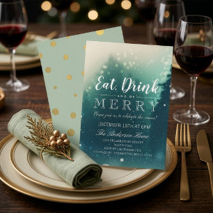 Invitation Manger Boire Noël Joyeux Repas de Fêtes de Fin d'A