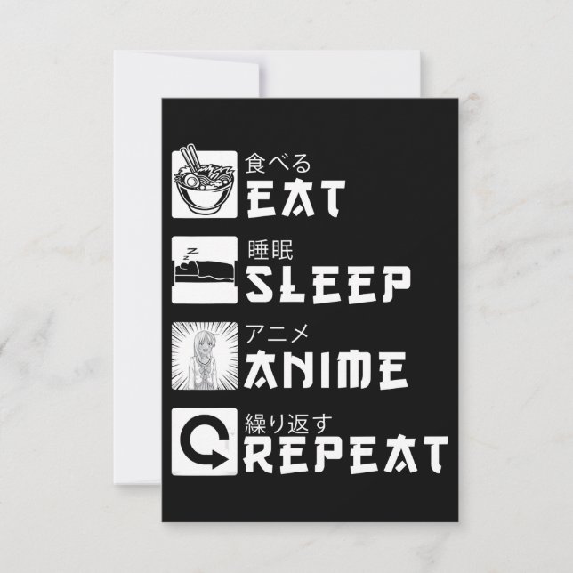Invitation Manger Sleep Anime Répéter Japonais Manga Lover (Devant)