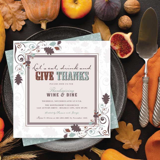 Invitation Mangez Boire & Donnez Merci Rustique Thanksgiving  (Créateur téléchargé)