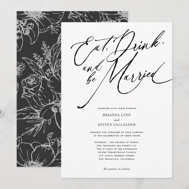 Invitation Mangez boire et être marié mariage de script moder (Devant / Derrière)