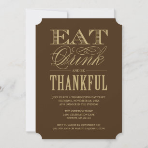 Invitation Mangez Boire et être Thanksgiving Dîner