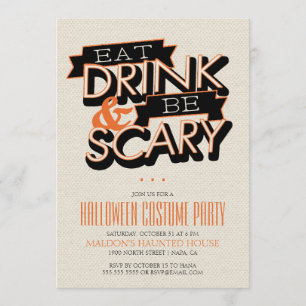 Invitation Mangez Boire Et Soyez Effrayant Halloween Part Inv