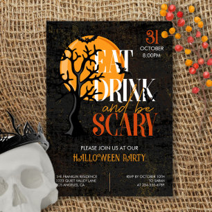 Invitation Mangez Boire et soyez effrayant Halloween Party