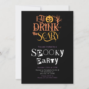 Invitation Mangez Boire et soyez effrayant Halloween Party