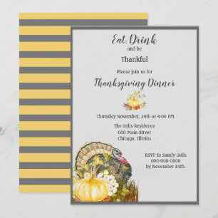 Invitation Mangez Boire et Soyez Gentils Dîner Thanksgiving