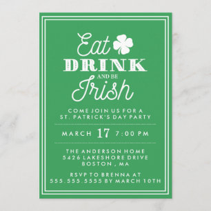 Invitation Mangez Boire et Soyez Irlandais St. Patrick's Day