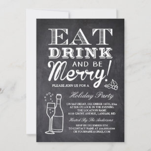 Invitation Mangez Boire et Soyez Joyeux Chalkboard fête du No