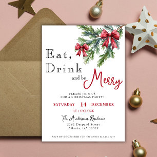 Invitation Mangez Boire Et Soyez Joyeux Noël Boissons Fête