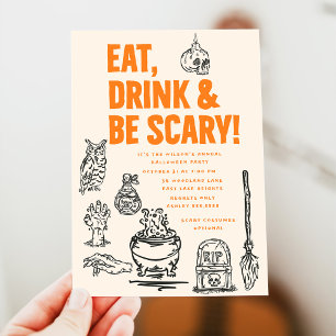 Invitation Mangez Boire & Soyez Effrayant Adulte Halloween Pa