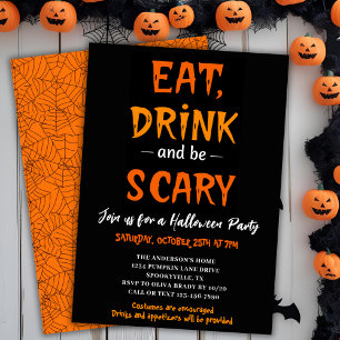 Invitation Mangez Boire & Soyez Effrayant Fête d'Halloween mo