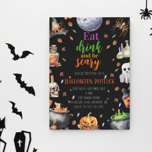 Invitation Mangez Boire & Soyez Effrayant Halloween Potluck P