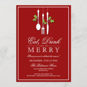 Invitation Mangez Boire & Soyez Joyeux Noël Fête