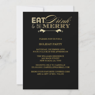 Invitation Mangez Boire Soyez Joyeux Noël| Parties scintillan