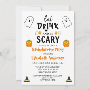 Invitation Mangez, buvez et soyez effrayant Halloween Bachelo