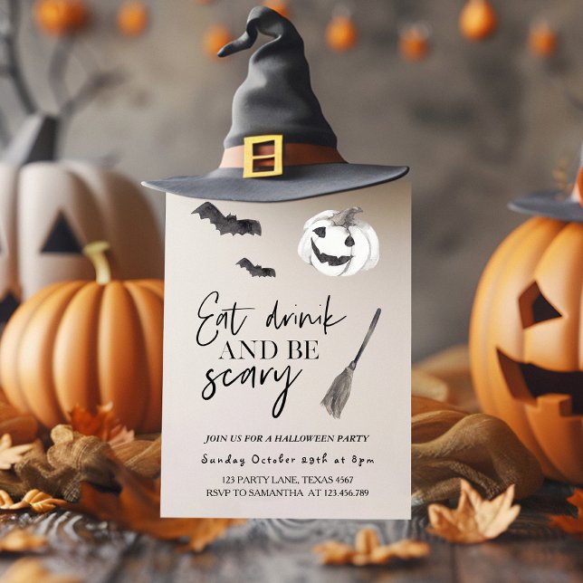 Invitation Mangez, buvez et soyez effrayant | Joyeux Hallowee (Créateur téléchargé)