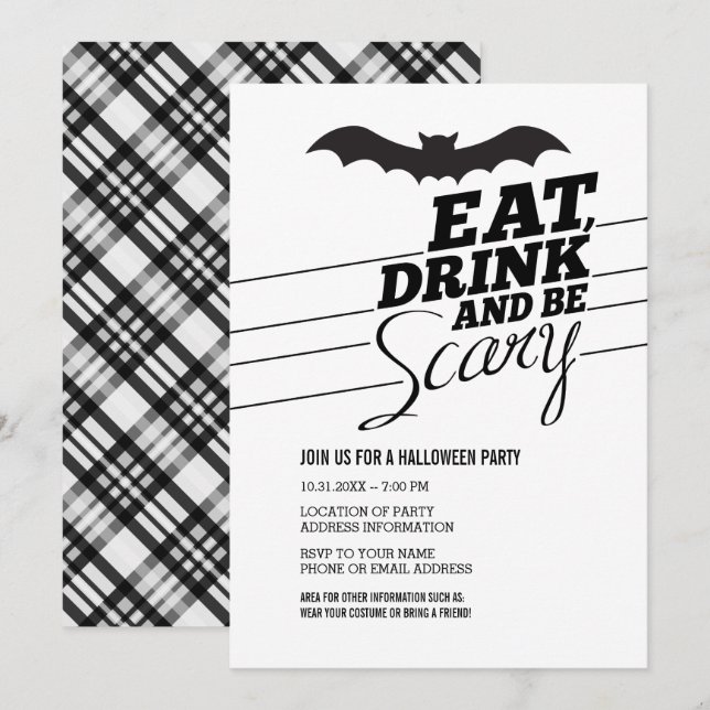 Invitation Mangez, buvez et soyez effrayants - Halloween Part (Devant / Derrière)