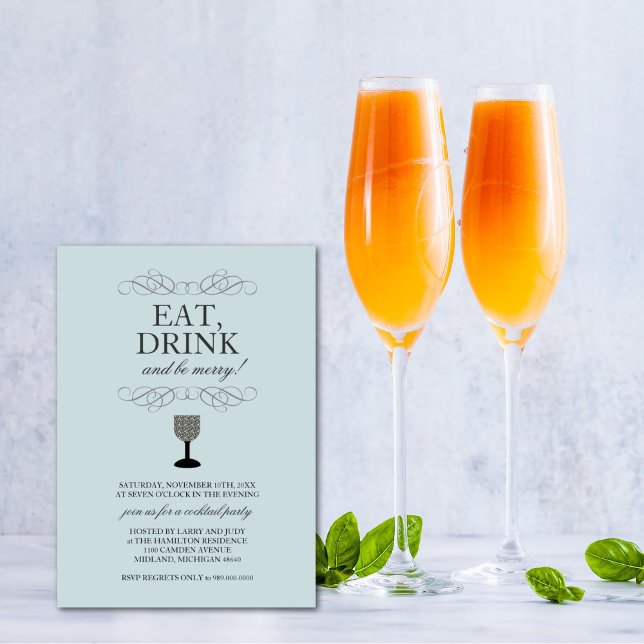 Invitation Mangez, buvez et soyez joyeux Cocktail Party Invit (Créateur téléchargé)