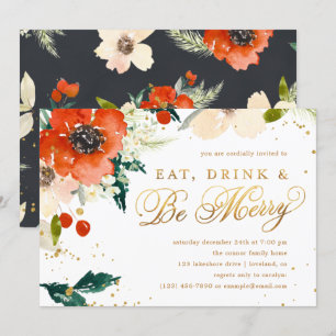 Invitation Mangez, buvez et soyez Joyeux Fête Florale
