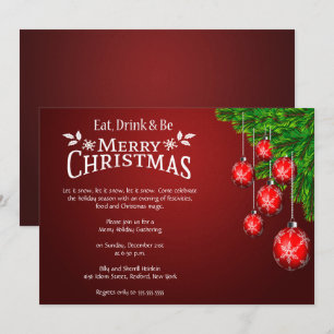 Invitation Mangez, buvez et soyez Joyeux Noël Party