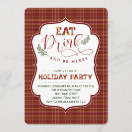Invitation Mangez, Buvez Et Soyez Joyeux Plaid Party Invitati
