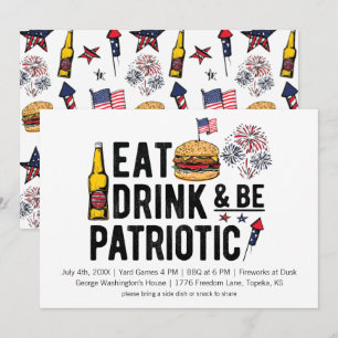Invitation Mangez, buvez et soyez patriotique 4 juillet Invit