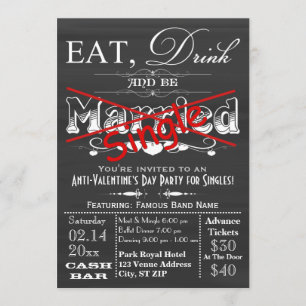 Invitation Mangez, buvez et soyez seul Chalkboard