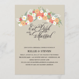 Invitation Mangez la boisson et soyez guirlande florale