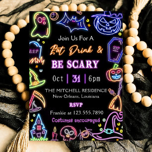 Invitation Mangez Un Verre Et Soyez Effrayant Feu D'Halloween