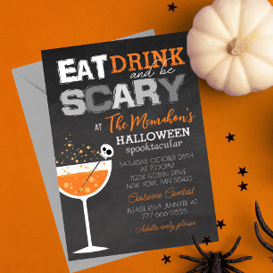 Invitation Mangez un verre et soyez effrayant Halloween Parti