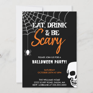 Invitation Mangez un verre et soyez effrayant Halloween Party