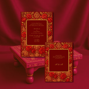 Invitation mango Rose Marron doré Paisley Mariage hindou 
