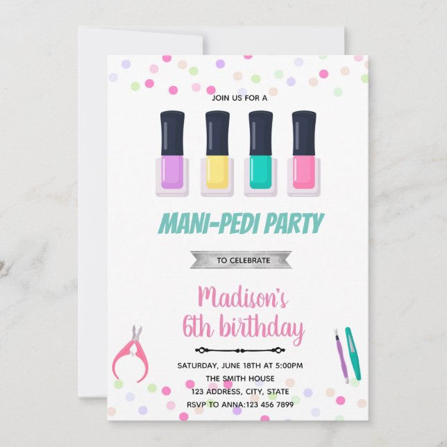 Invitation Mani pedi spa sommeil anniversaire (Devant)